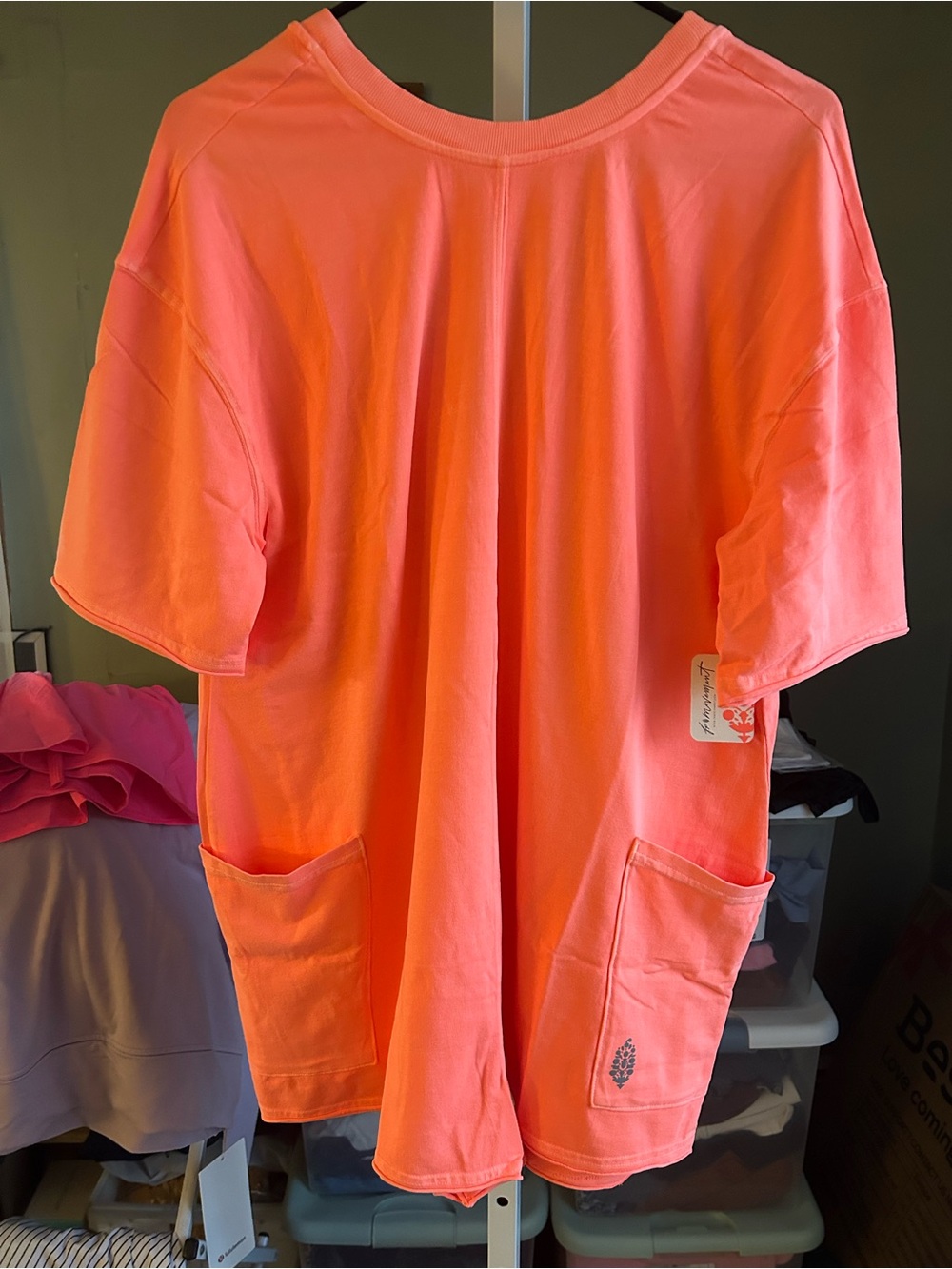 Free People Hot Shot Romper  in the color Neon Coral